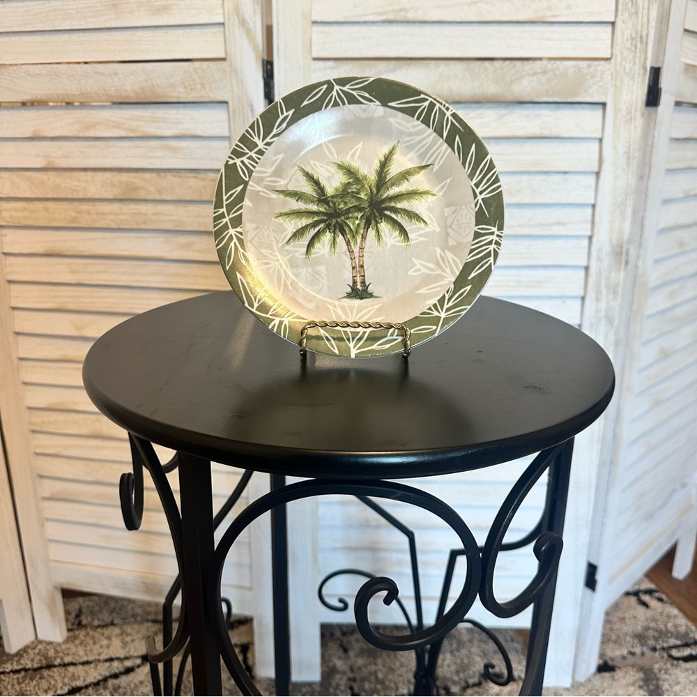 Tropical Chic Coastal Decorative Palm Tree 8" Plate - Green - - Picture 6 of 10